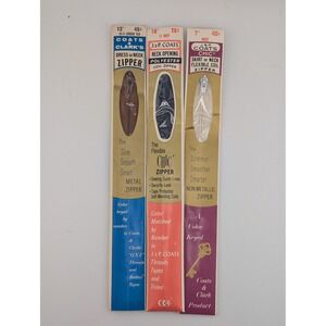 Vintage Neckline‎ Zipper Lot 3 J & P Coats Coat & Clark Mixed Color Length NOS